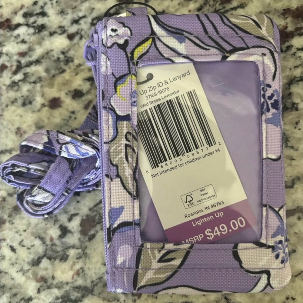 Vera Bradley Zipper ID Case and Lanyard